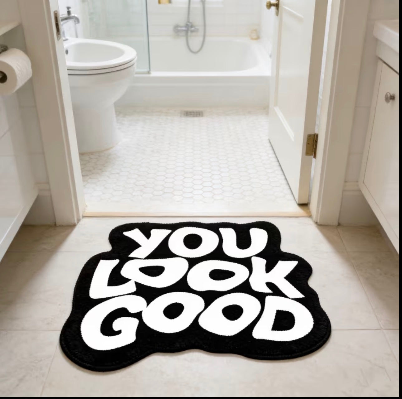 You Look Good” Plush Bath Mat