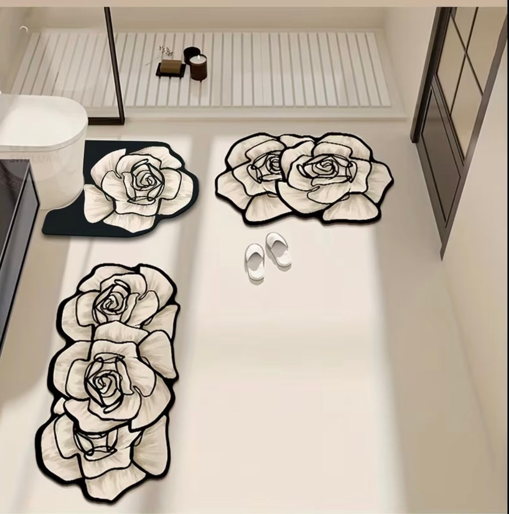 Advanced Elegant Flower-shaped Bathroom Anti-slip Mat Set