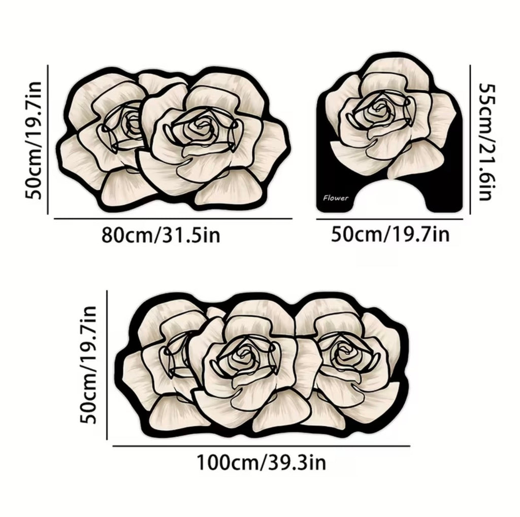 Advanced Elegant Flower-shaped Bathroom Anti-slip Mat Set