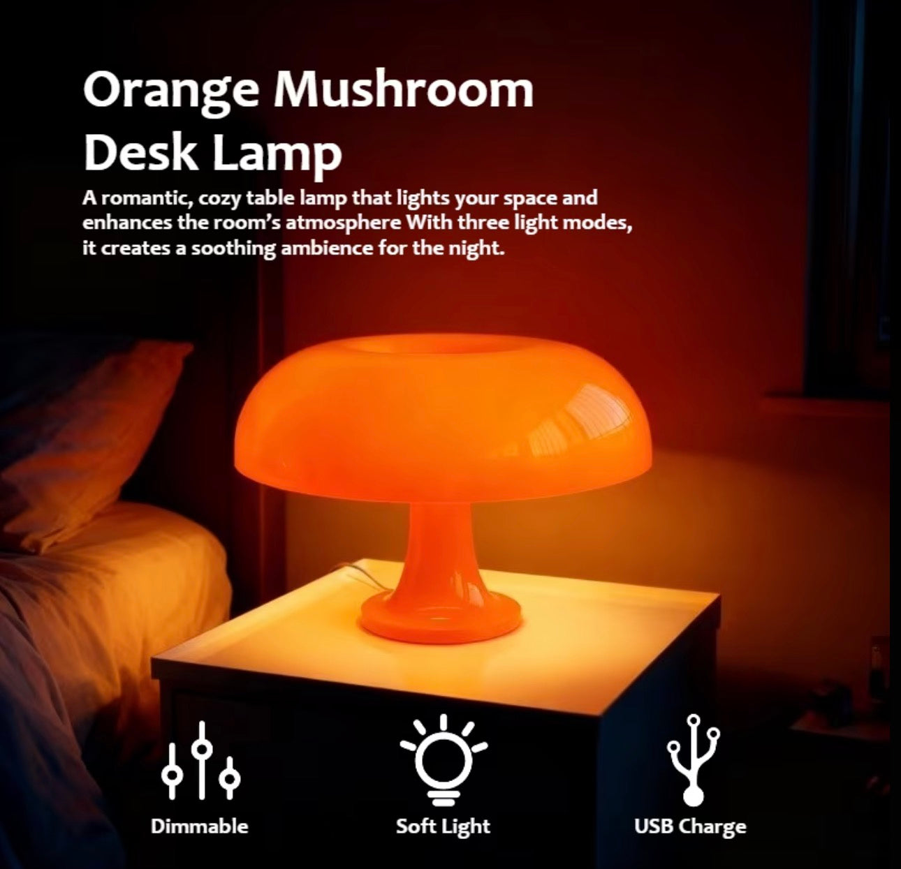 Orange Mushroom Tablelamp