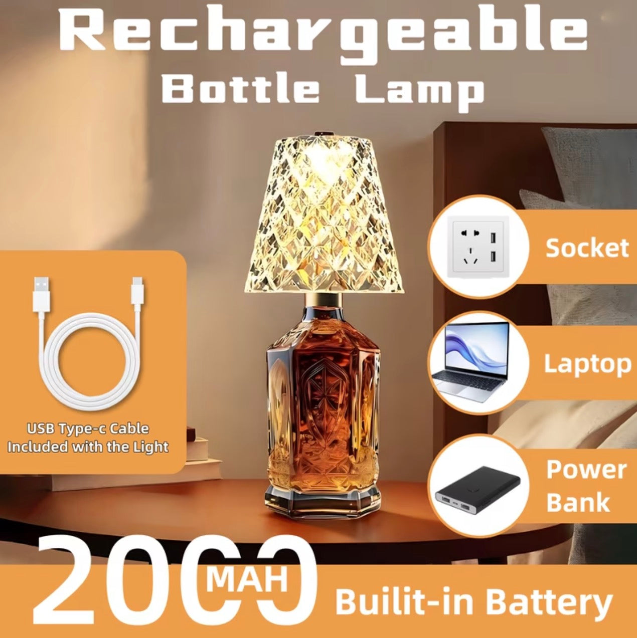 Crystal Clear Bottle Table Light